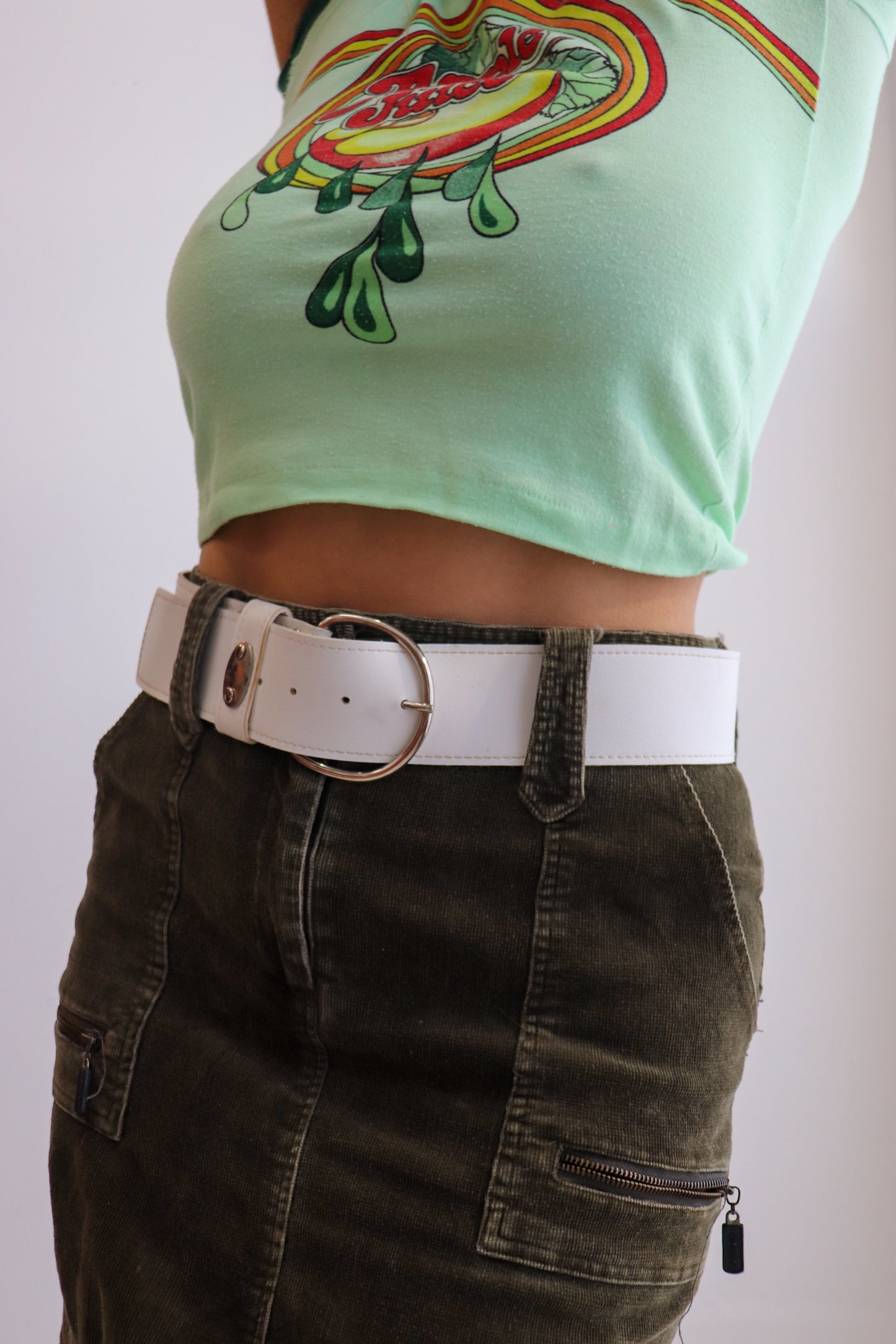 Deadstock White Leather Chunky Belt