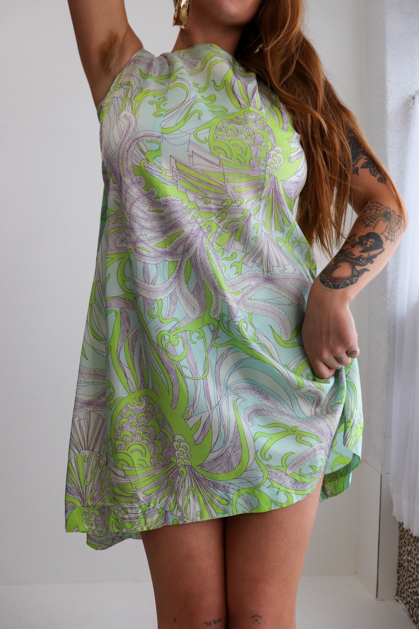 60s Psychedelic Cape Mini Dress
