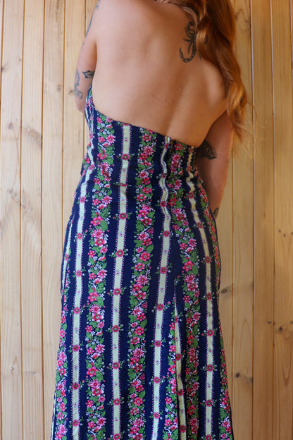 70s Floral Halter Maxi