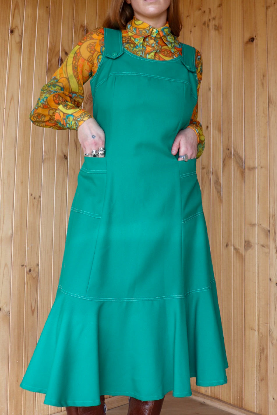 70s Green Midi Pinafore