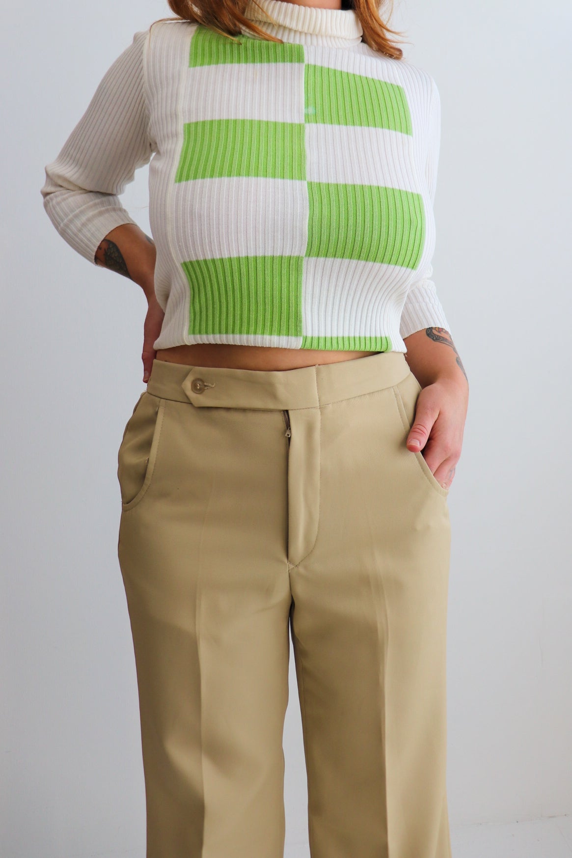 70s Cream Midi Suit Flares
