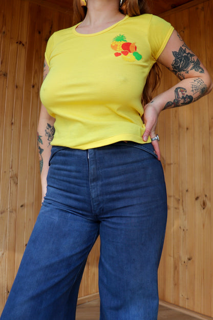70s Bright Yellow Fruit Tee