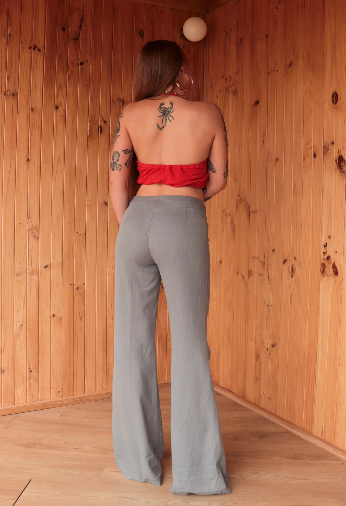 70s Grey High Waisted Mega Flares