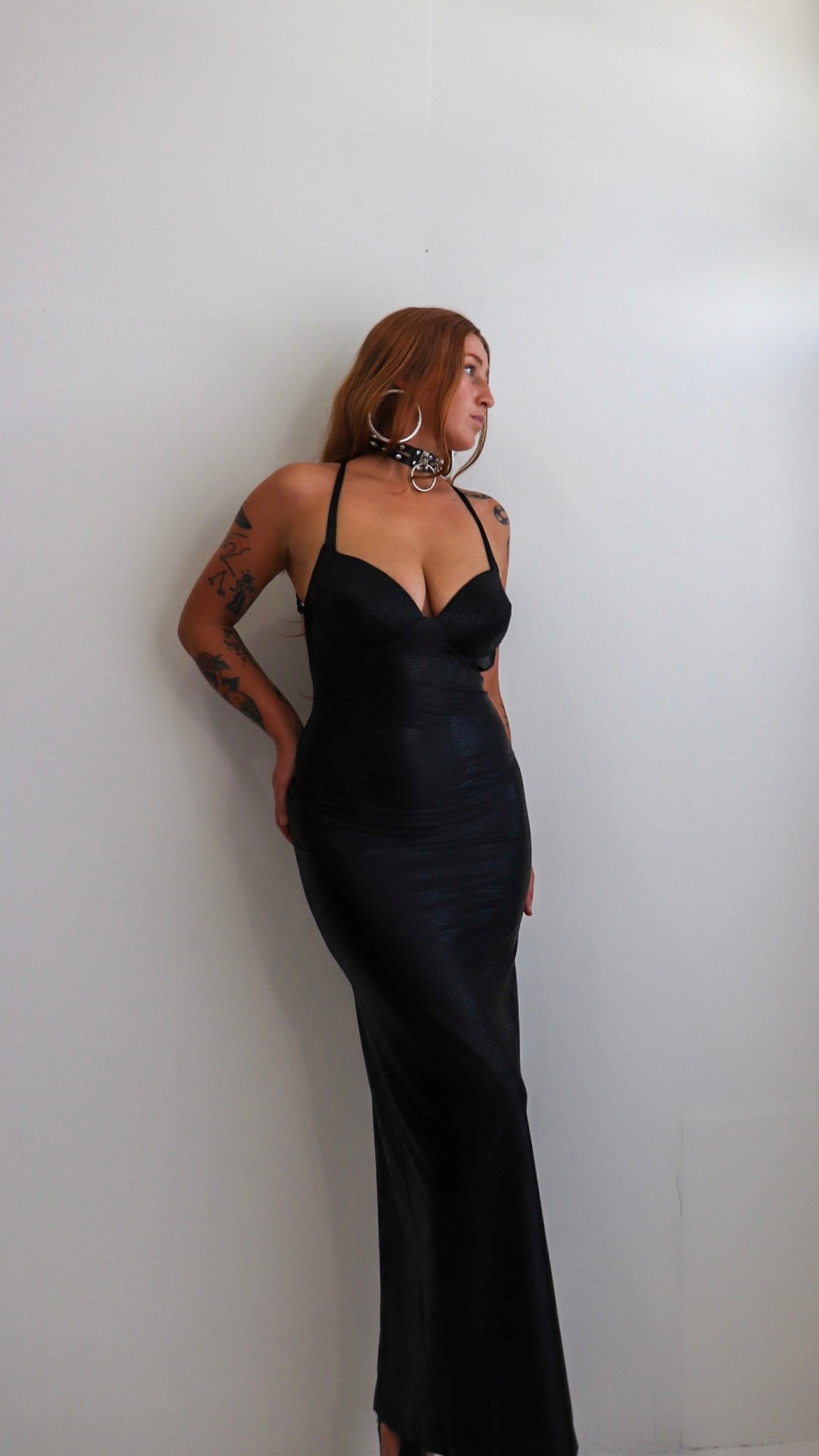 80s Gothic Snake Print Maxi