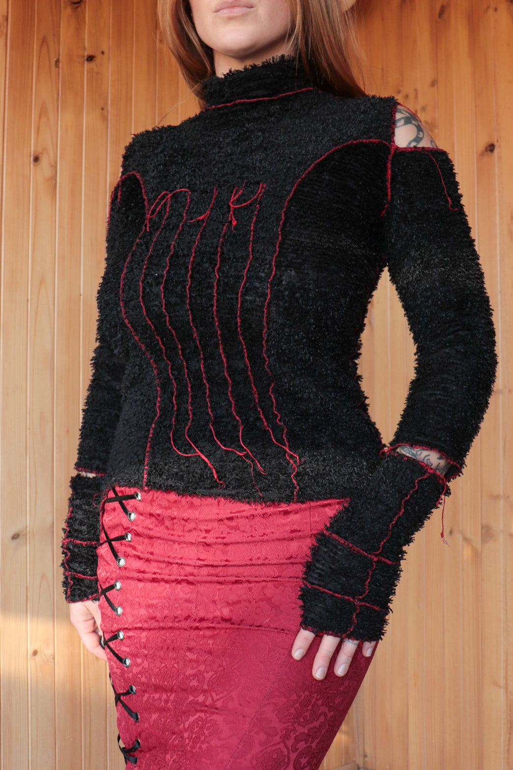 90s Fluffy Black Long Sleeve