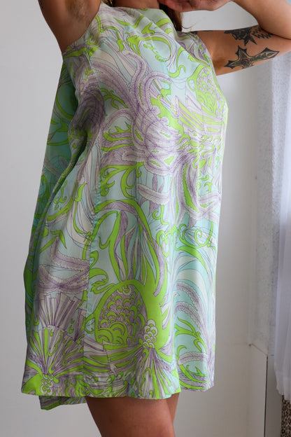 60s Psychedelic Cape Mini Dress