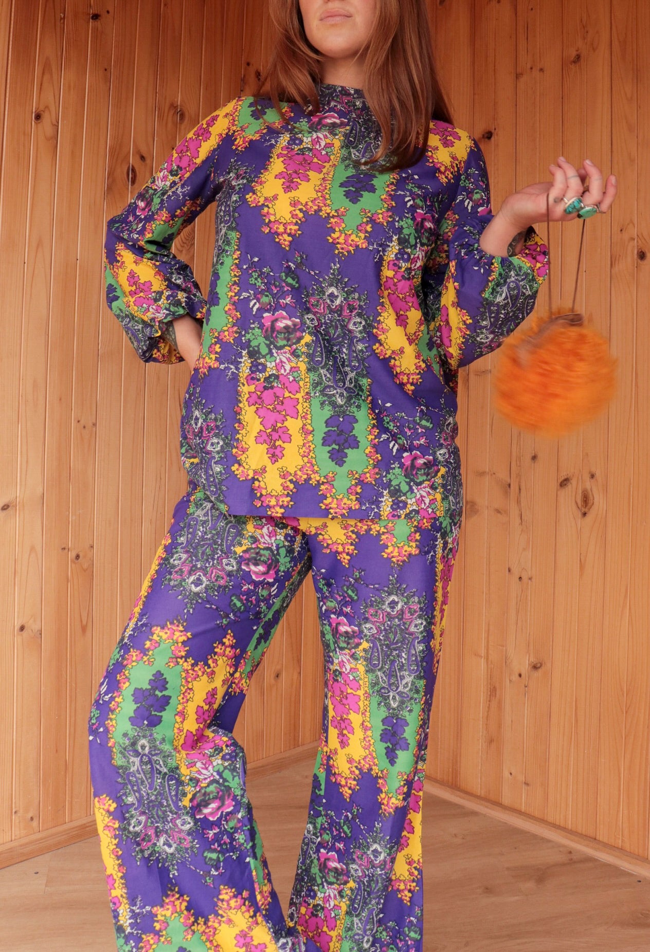 60s Psychedelic Two Piece Flared Set