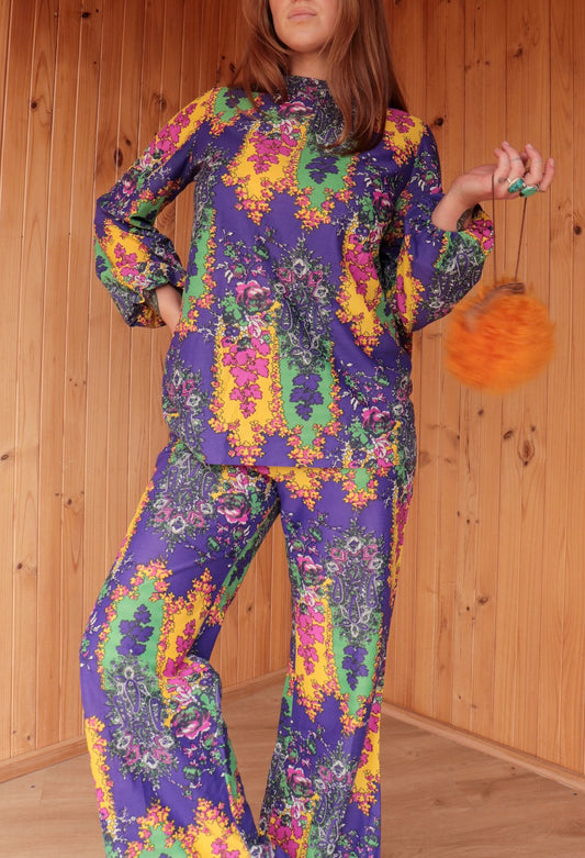 60s Psychedelic Two Piece Flared Set