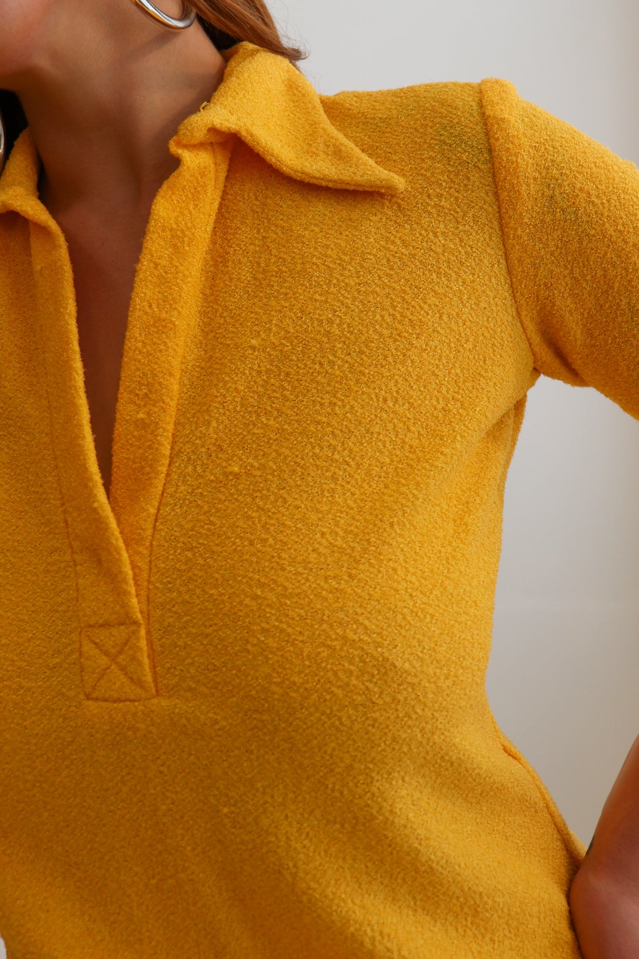 Mustard Yellow Terry Towelling Mini Dress