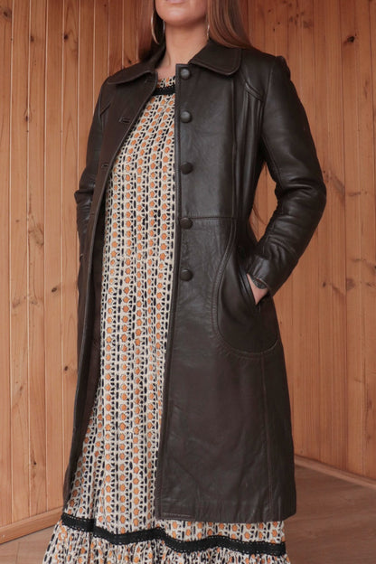 Brown Leather Trench