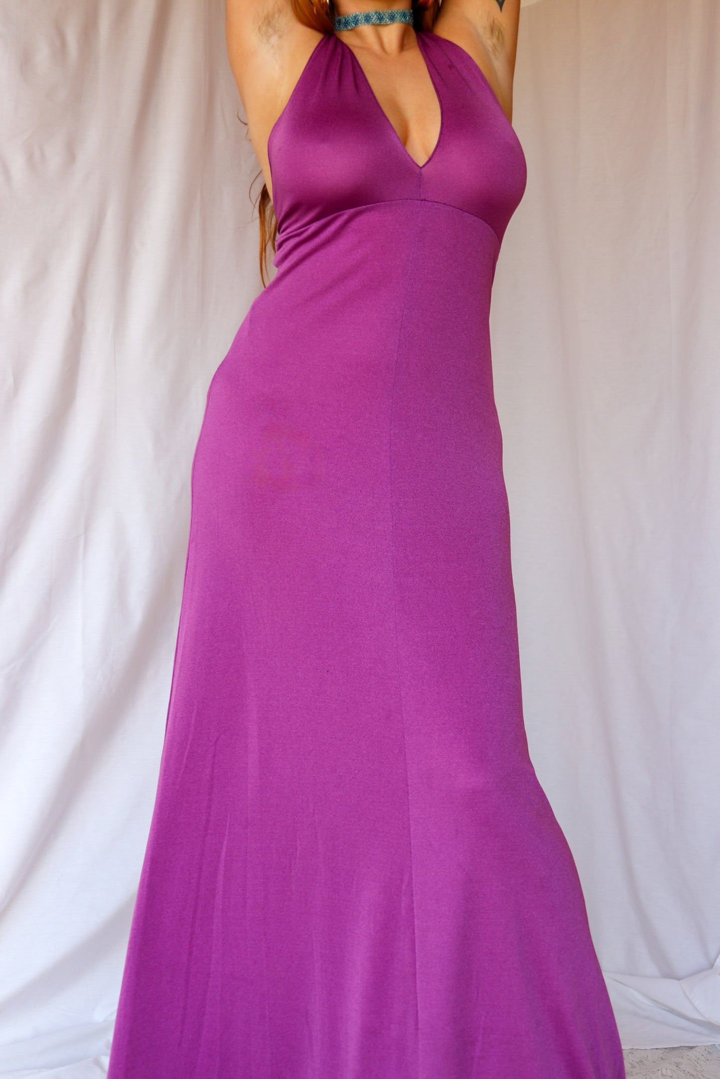70s Purple Halter Maxi