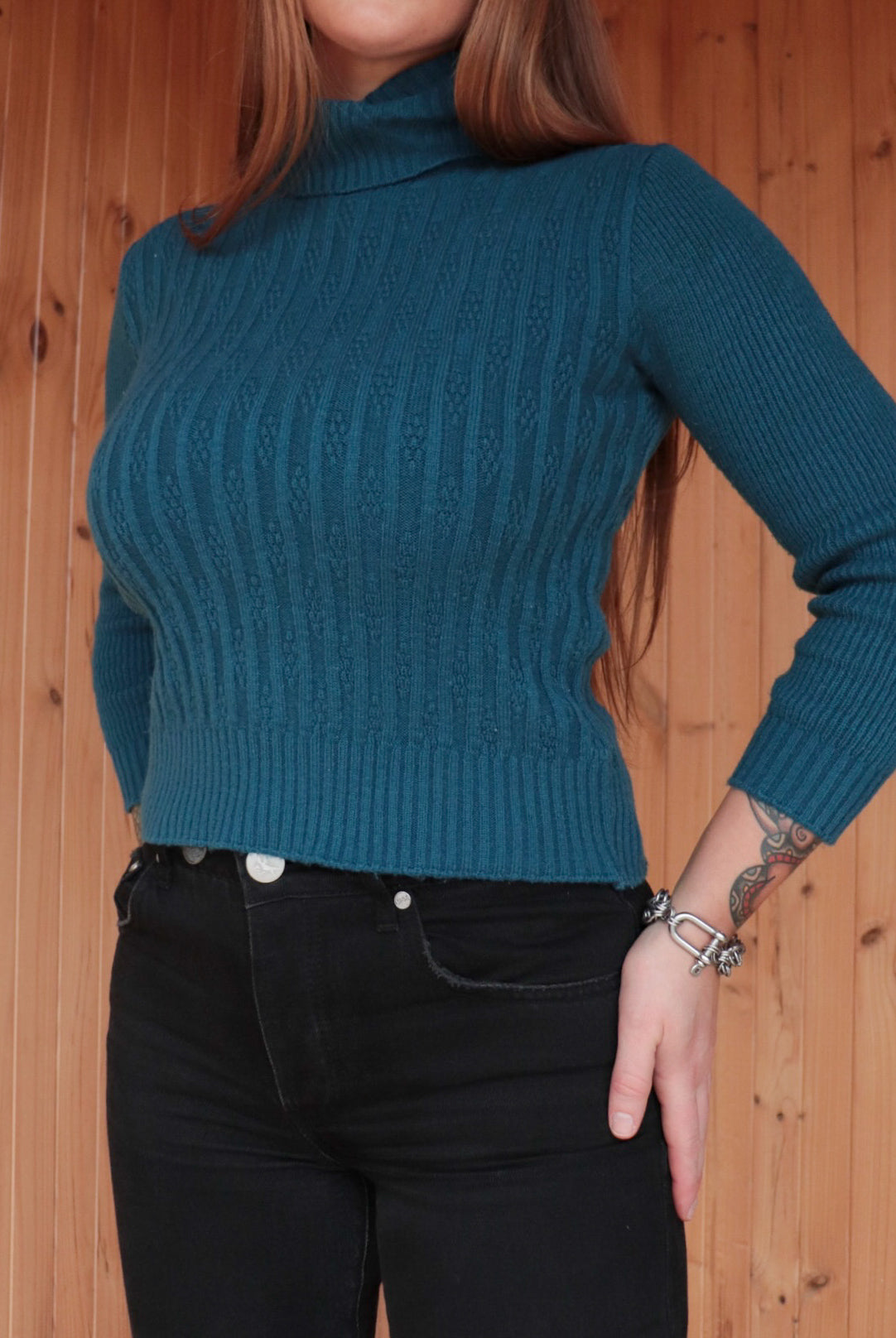 70s Blue Knit Turtleneck