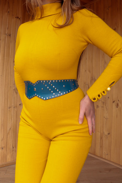 70s Mustard Flared Jumpsuit