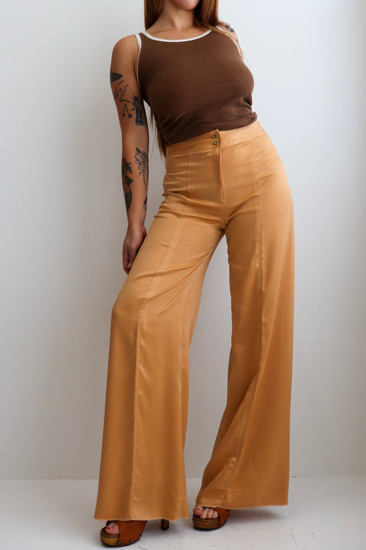 70s Satin High Waisted Flares