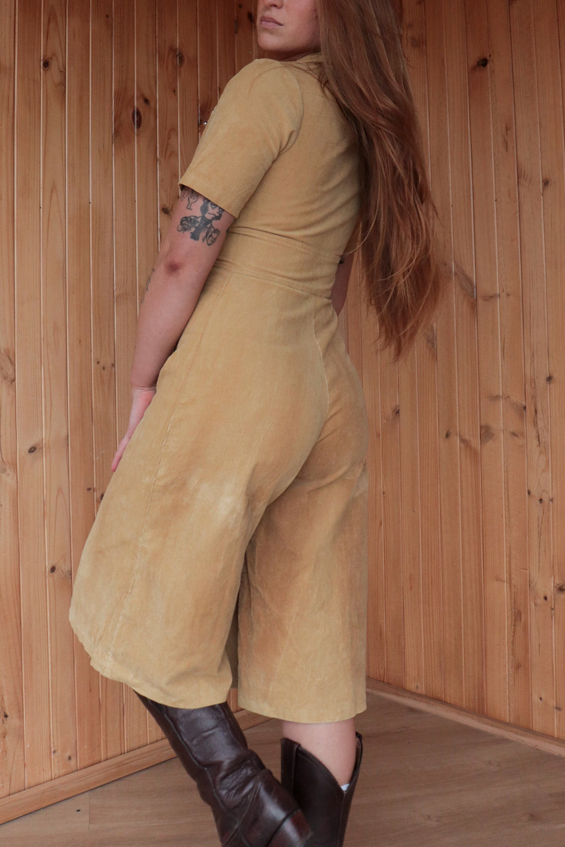 70s Cord 3/4 Jumpsuit