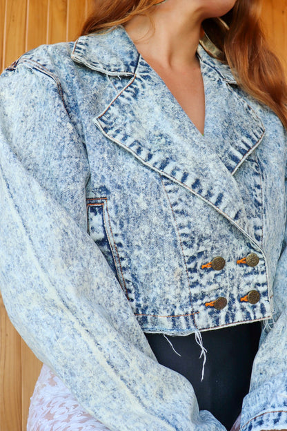 Acid Wash Cropped Denim Jacket