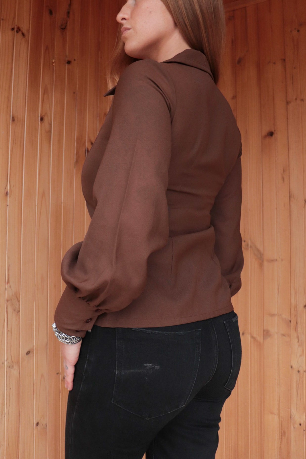 70s Brown Button Up