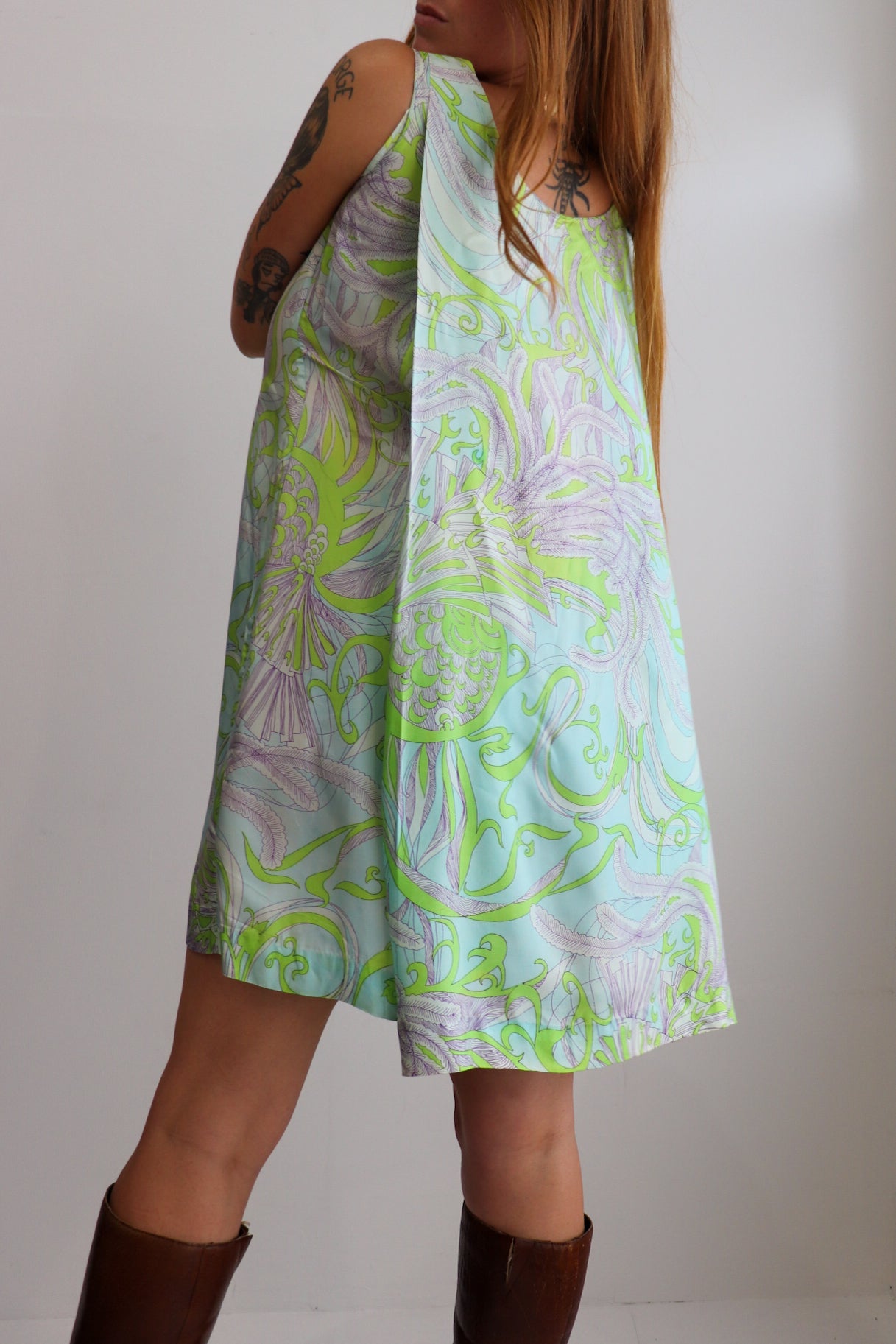 60s Psychedelic Cape Mini Dress