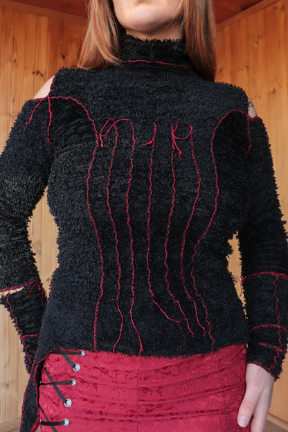 90s Fluffy Black Long Sleeve