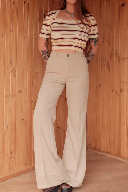 70s Beige Bogarts Flares