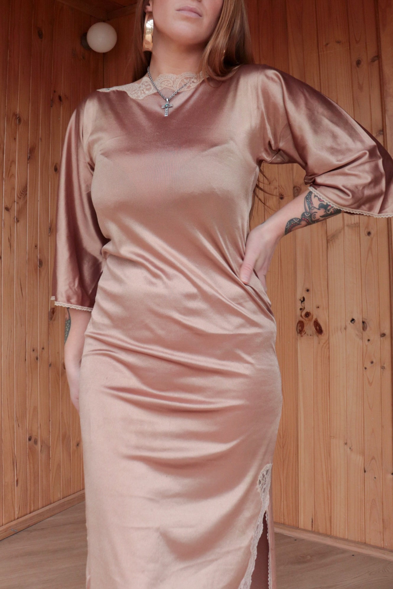 Split Satin Maxi Dress
