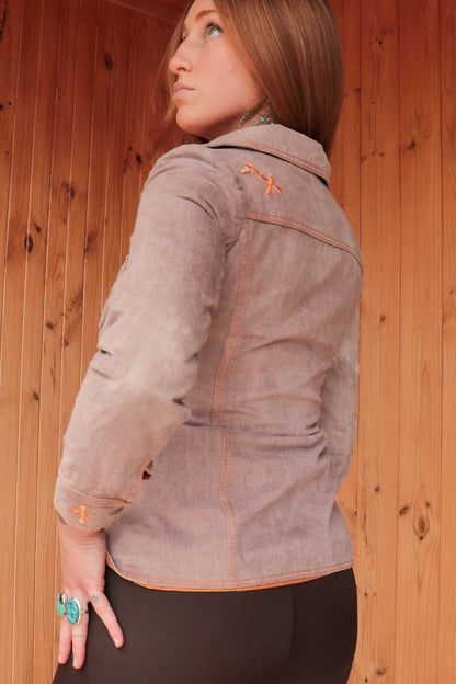 Thrashed Denim Embroidered Jacket