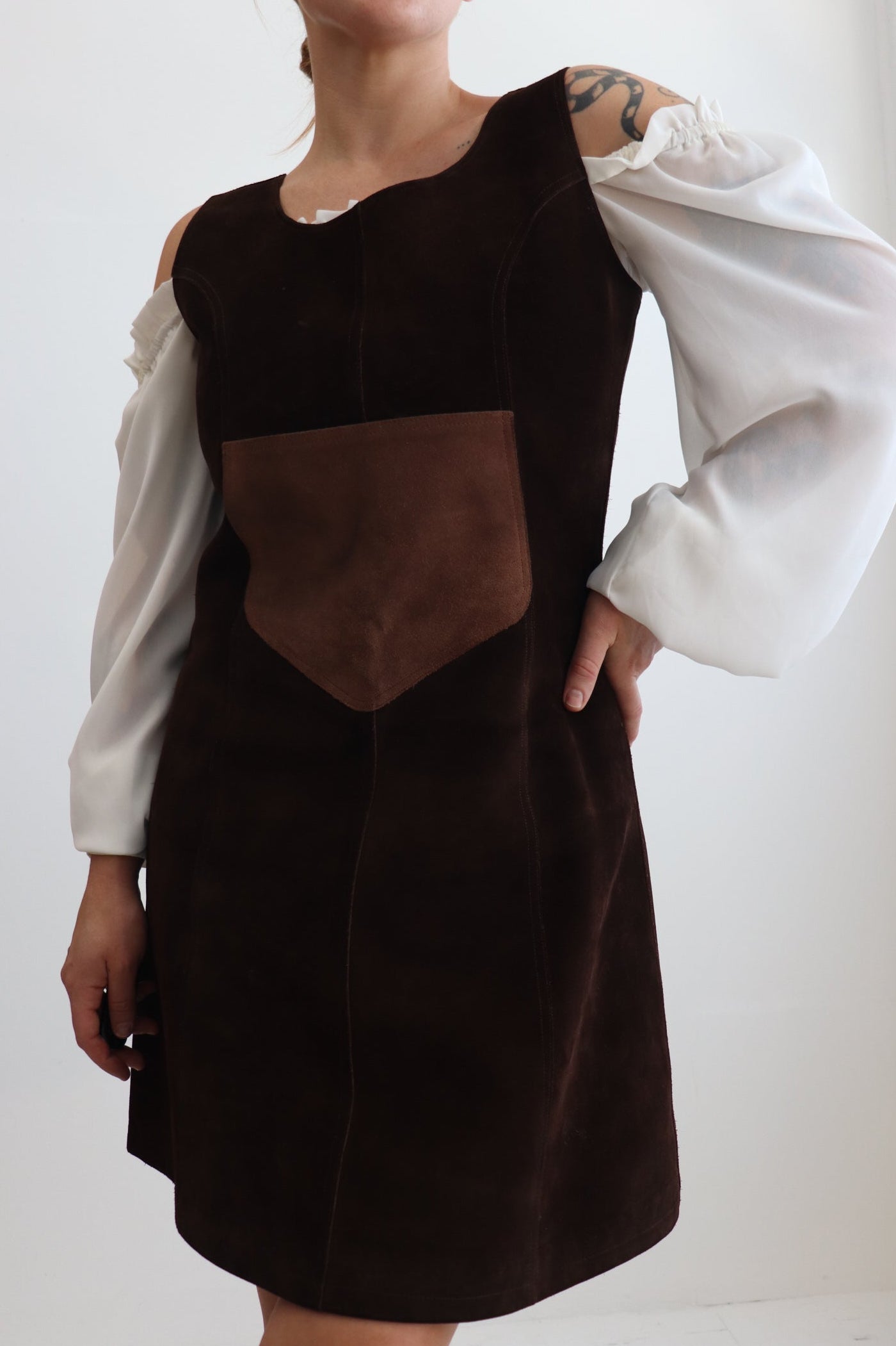 70s Suede Midi Pinafore