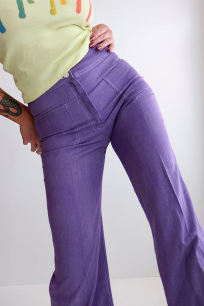 Washed Purple Mid Rise Flares