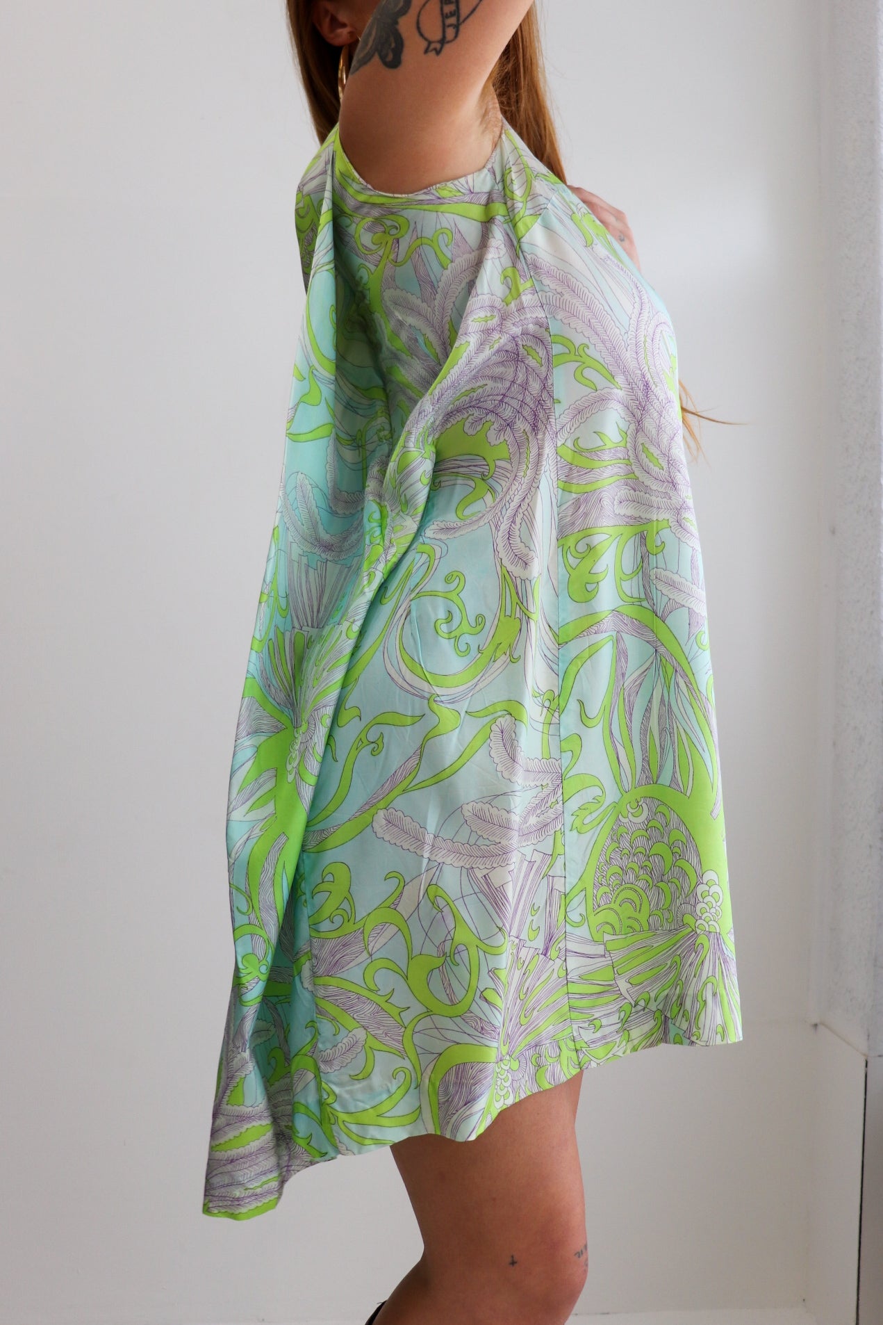 60s Psychedelic Cape Mini Dress