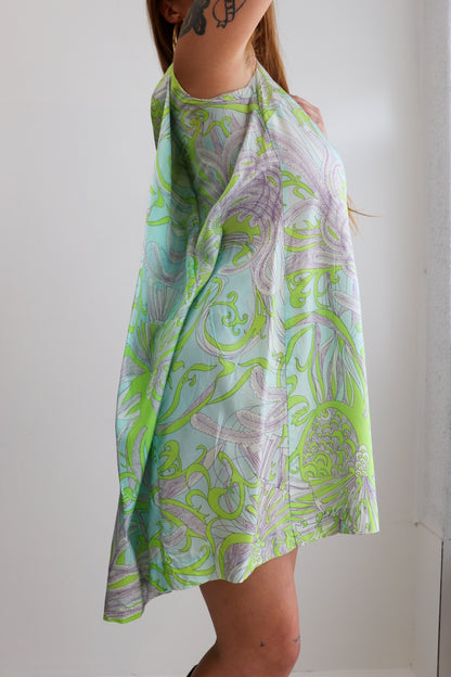 60s Psychedelic Cape Mini Dress