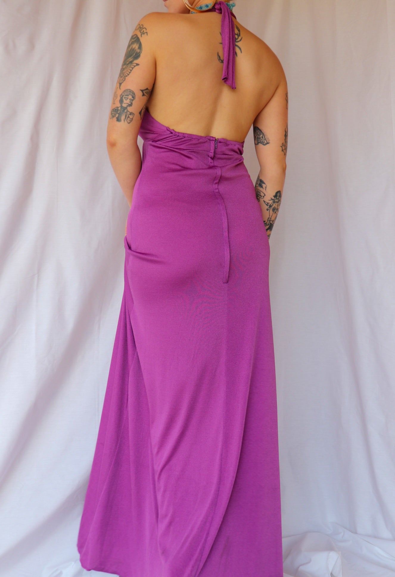 70s Purple Halter Maxi