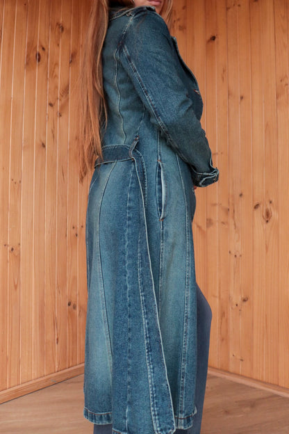 90s Denim Trench Coat