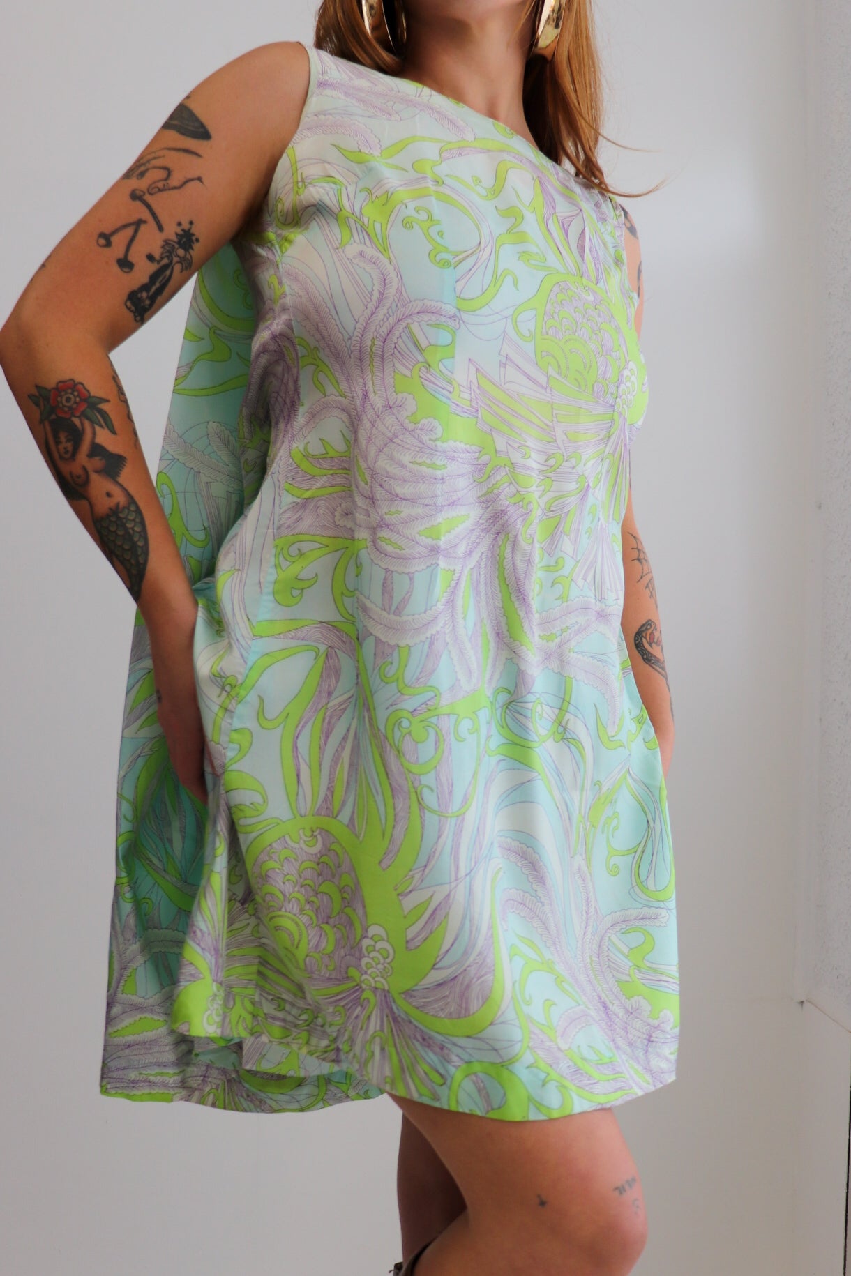 60s Psychedelic Cape Mini Dress