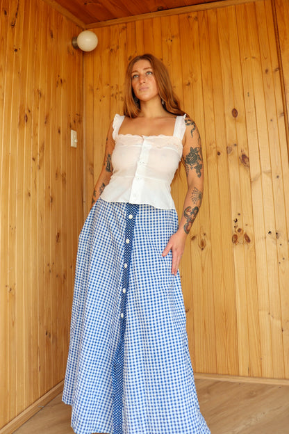 70s Gingham Maxi Skirt