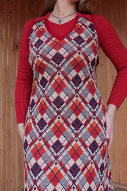70s Tartan Maxi Dress