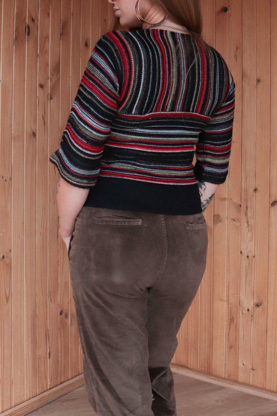 Red & Black Stripe Knit Top