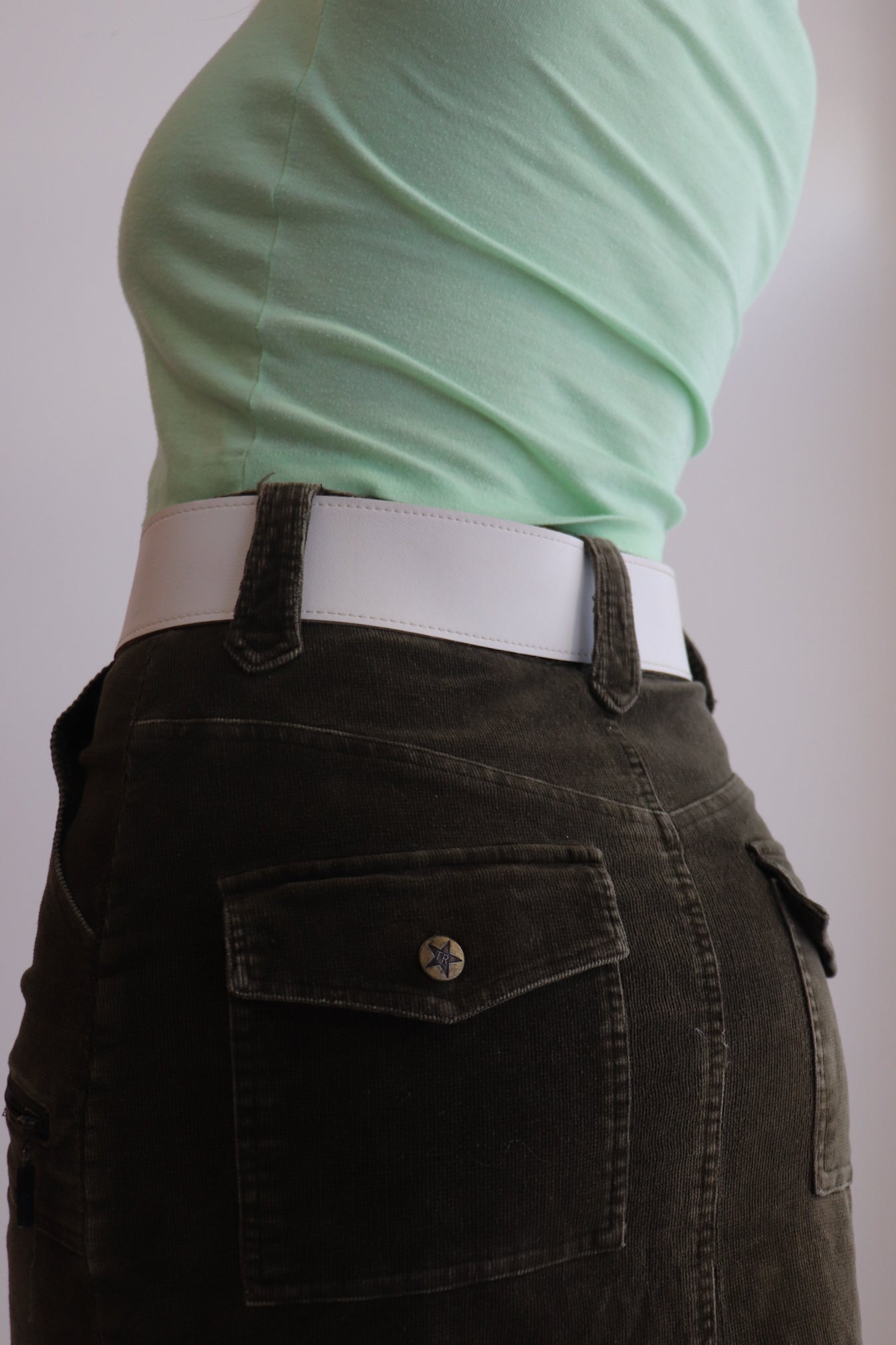 Deadstock White Leather Chunky Belt