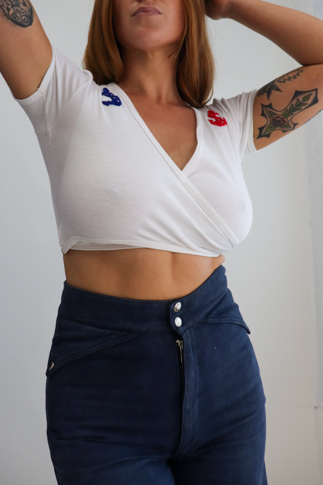 70s Anchor Tie Up Crop