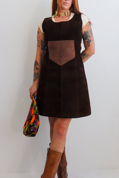 70s Suede Midi Pinafore
