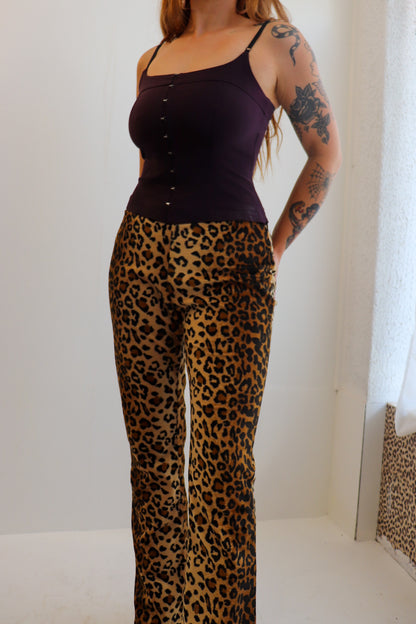 90s Velvet Cheetah Bootcut Flares