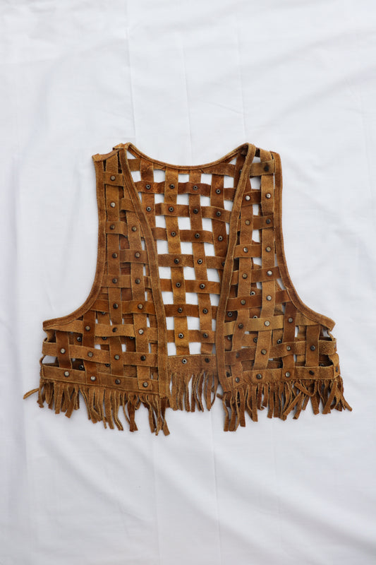 Vintage Tan Suede Cropped Vest