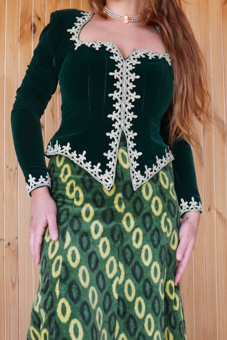 Velvet Green Medieval Bustier Top