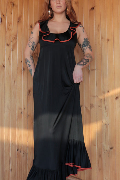 Black Frilly Maxi Dress