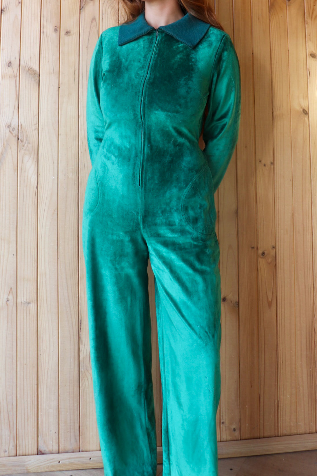70s Emerald Flared Jumpsuit