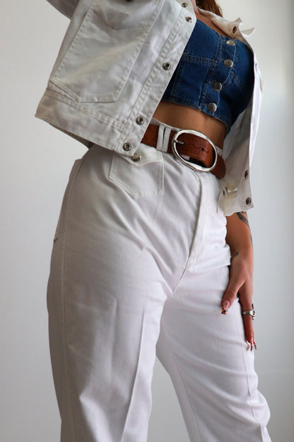 Dead-Stock White Flared Denim Suit