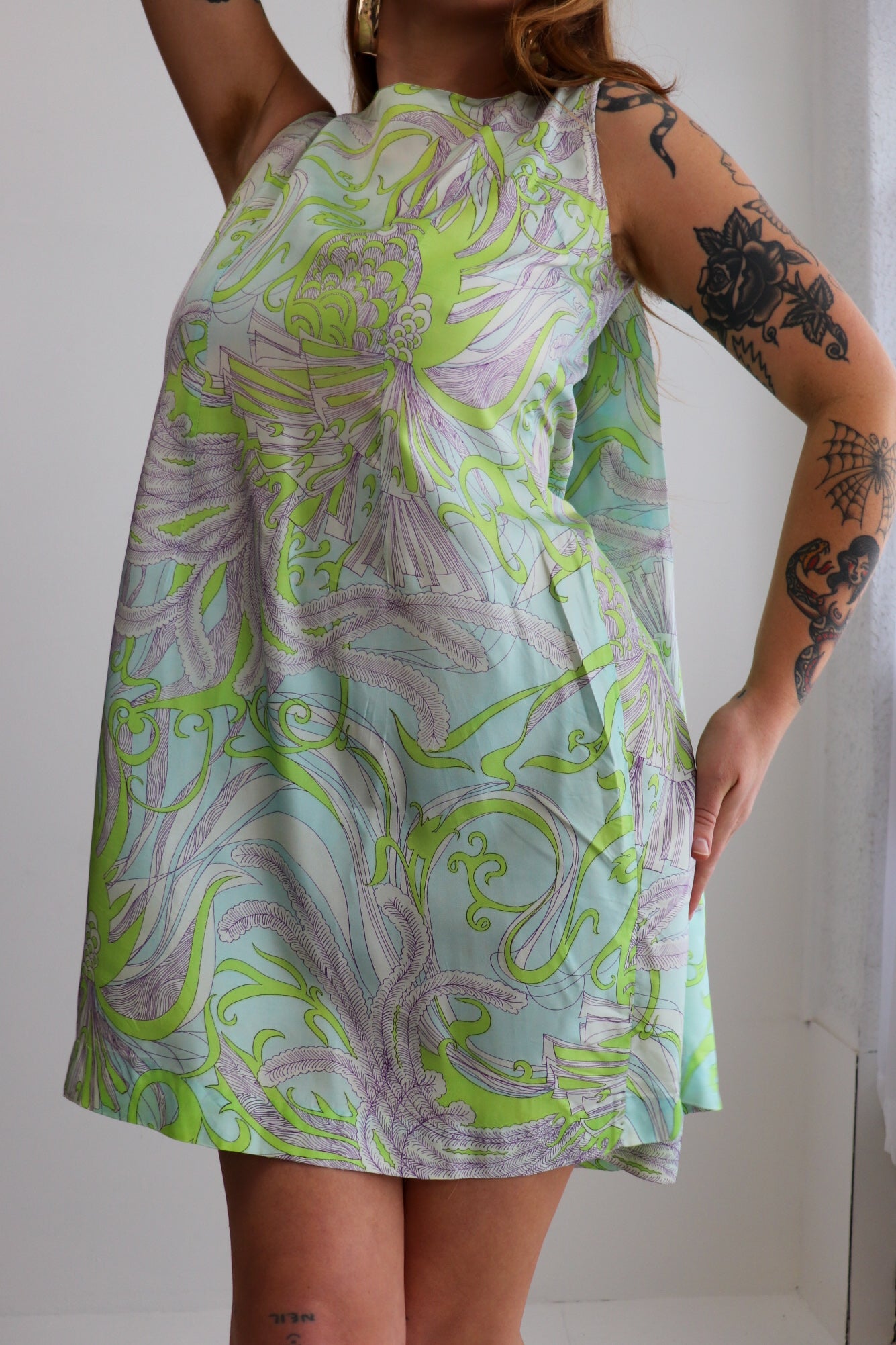 60s Psychedelic Cape Mini Dress