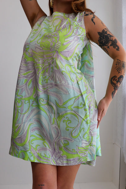 60s Psychedelic Cape Mini Dress