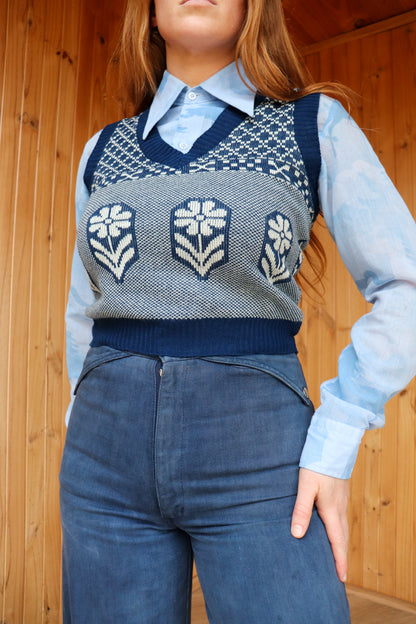 70s Floral Knit Vest