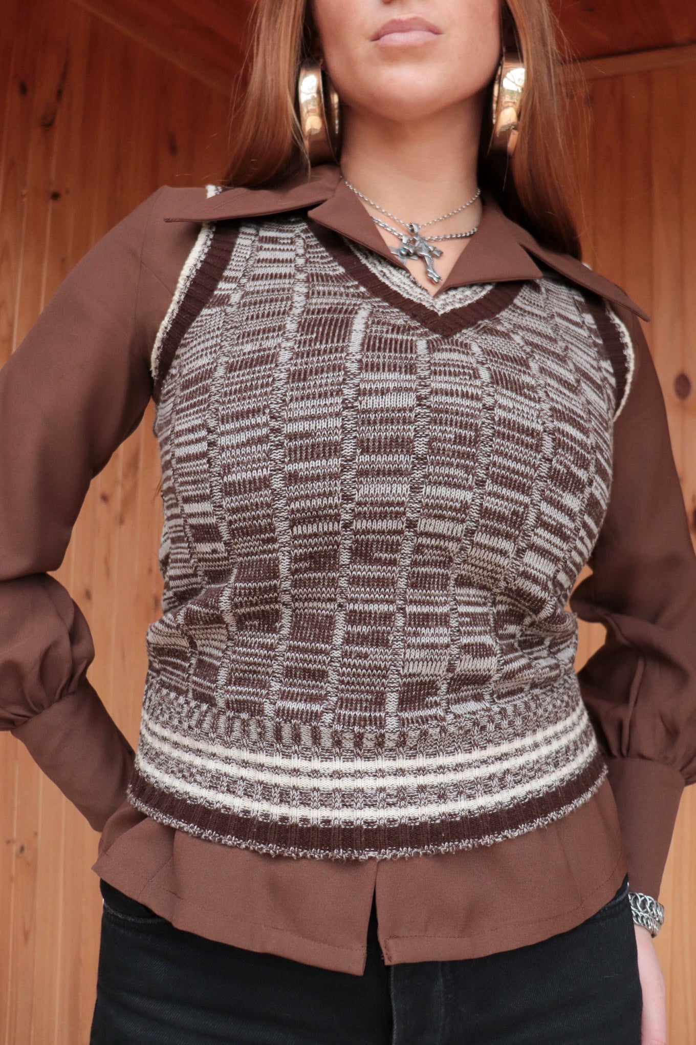Brown Toned Knit Vest