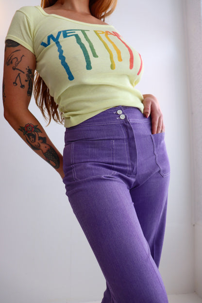 Washed Purple Mid Rise Flares